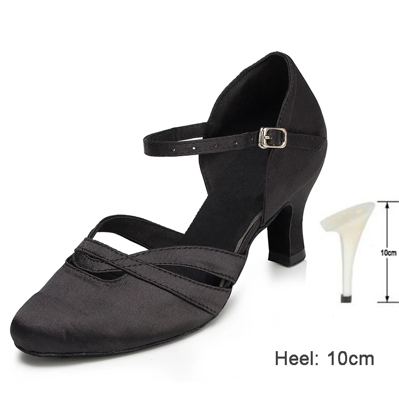 HROYL Для женщин Латинская танцевальная обувь для девушек и женщин; Крытый Танго современный Танцы обувь 10/8. 5/7. 5/6/с каблуком высотой 5 см; - Цвет: Black A 10cm heel