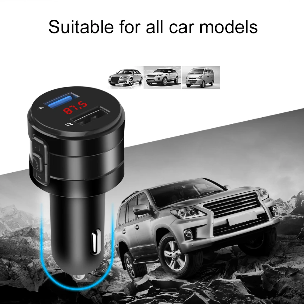 FM трансмиттер автомобильный с поддержкой Bluetooth 4 2 и двумя USB портами