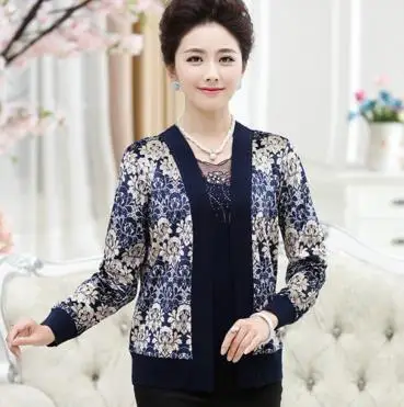 Мода feminino осень blusa tricot Женский вязаный комплект из двух предметов кардиган кружева женский длинный рукав плюс размер свитер S233