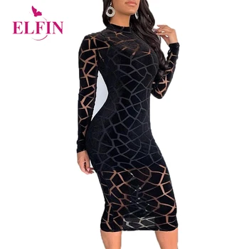 

Black Dress Women Long Sleeve Slim Fit Vestidos Night Club O-neck Party Dresses Robe Femme Womens Clothing 2020 SJ4940R