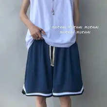 Pantalones cortos deportivos para correr para hombre, tendencia de verano, hasta la rodilla, informales, sueltos, rectos, de secado rápido, de malla, para playa y baloncesto, 2021