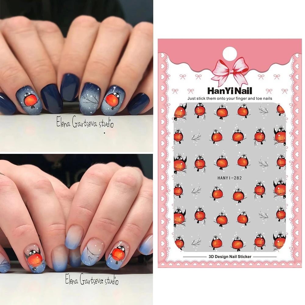 DIY маникюр мультфильм шаблон 3D эффект наклейки для ногтей милый задний клей слайдер легко наносится советы глупой Ворон декоративные