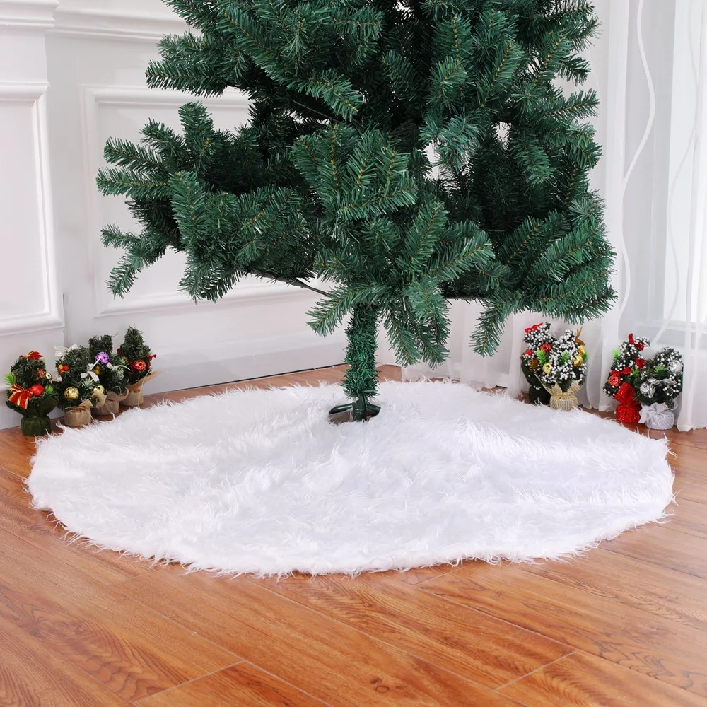 Рождественская елка юбка белый плюшевый фартук ковер для рождественской елки рождественские украшения для дома Новогодний декор