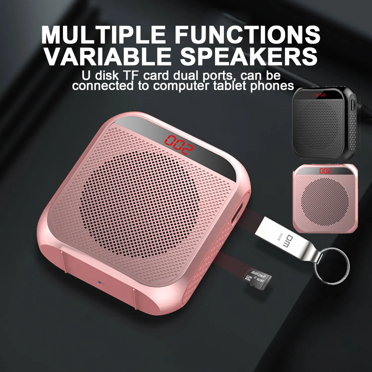 

Gosear 5W 2400mAh Voice Amplifier Multifunctional Portable Personal Voice Speaker with Microphone Display for Teachers Speech