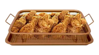 

Crisper Tray, Non-Stick Air Oven Fry Pan with Tray & Mesh Basket Set, Crisper Air Frying for Chicken, French Fries Kitchen Tools