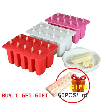 

Homemade Ice Cream Mould Popsicle Molds Shapes Food Grade Moule Silicone Mold Maker BPA-Free With 50 Sticks DIY Helado