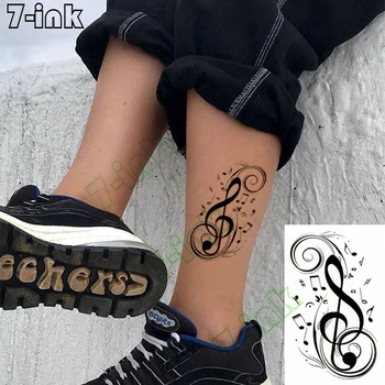 

Waterproof Temporary Tattoo Sticker Musical Note Sign Music Festival Tatto Water Transfer Flash Fake Tatoo for Men Women