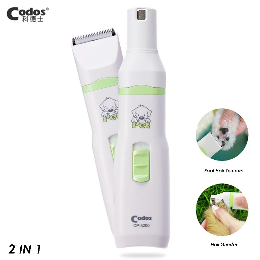Codos CP-5200 2 in 1 Pet Grooming Tools Dog Cat Hair Trimmer Electric Pets Clippers Nail Grinder Paw Haircut Machine pet hair trimmer pet nail grinder