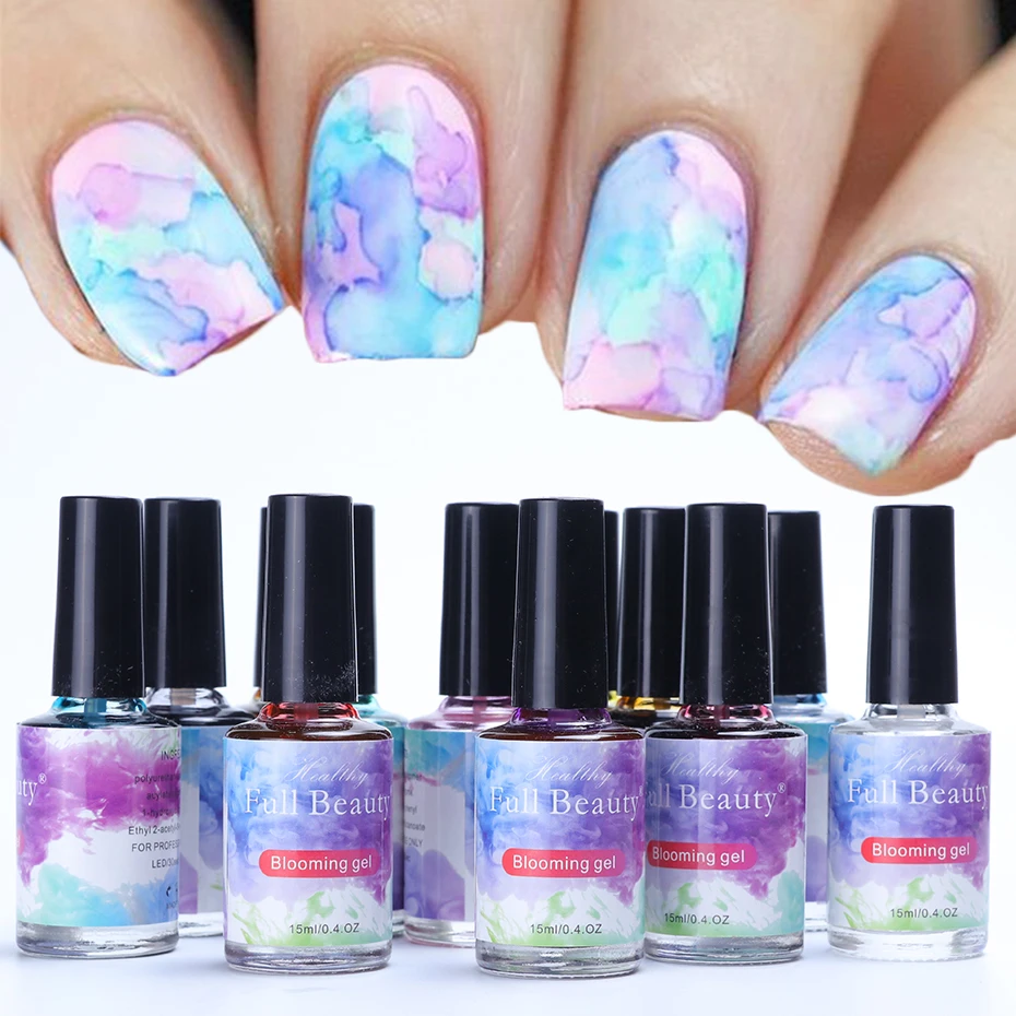 12pcs 15ml Watercolor Ink Polish Blooming Nail Gel Smoke Effect Smudge Bubble DIY Nail Art
