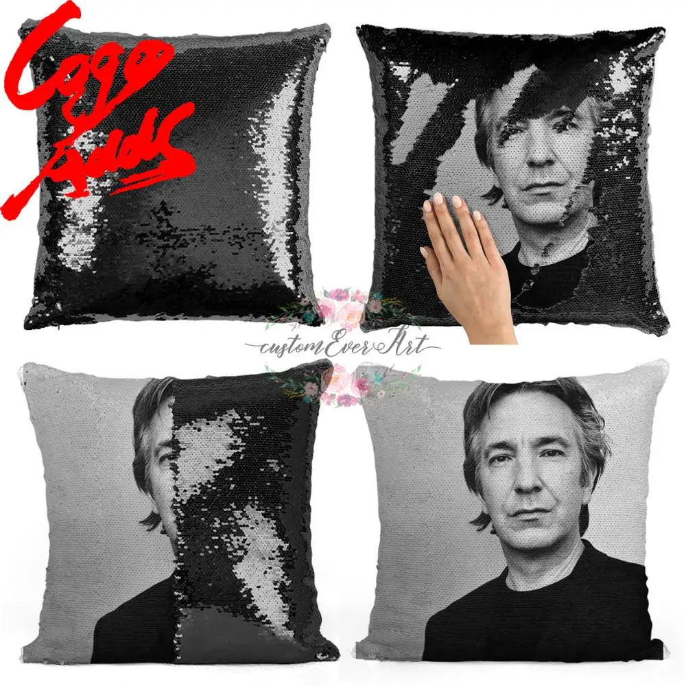 

Alan Rickman sequin pillow | sequin Pillowcase | Two color pillow | gift for her | gift for him | pillow | magic pillow