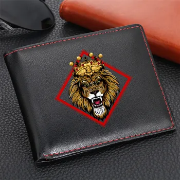 

Fashion 2020 Wallet Men's Leather Card Holder Purse Lion Head Printing Short Wallet Men's Money Wallets billetera corta