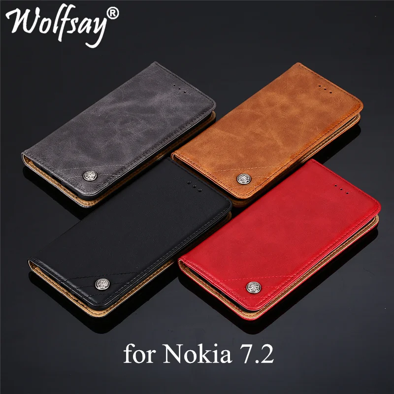 

For Nokia 7.2 Case Triangle Pattern Flip Cover PU leather & Soft TPU Inside Case for Nokia 7.2 TA-1181 TA-1196 Without Magnet
