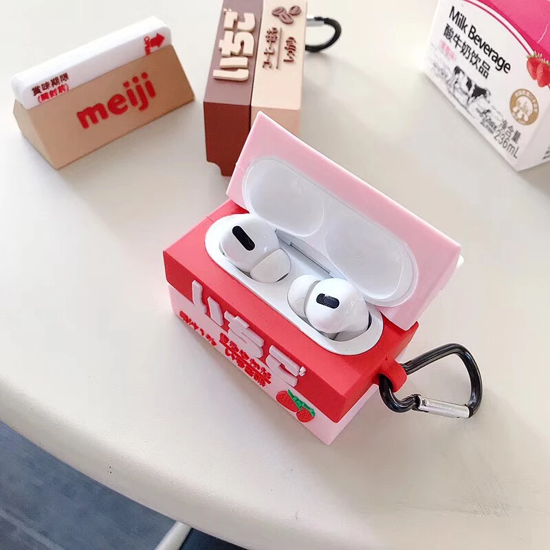 Для AirPods Pro Чехол милый 3D клубничный молочный Мягкий силиконовый чехол Чехол для мобильного телефона Apple Airpods 1/2/3 крышка Беспроводной Bluetooth наушники чехол