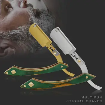 

Men Easy Opening Straight Hair Razor Retro Wooden Handle Barber Hair Shaver Kit NEW