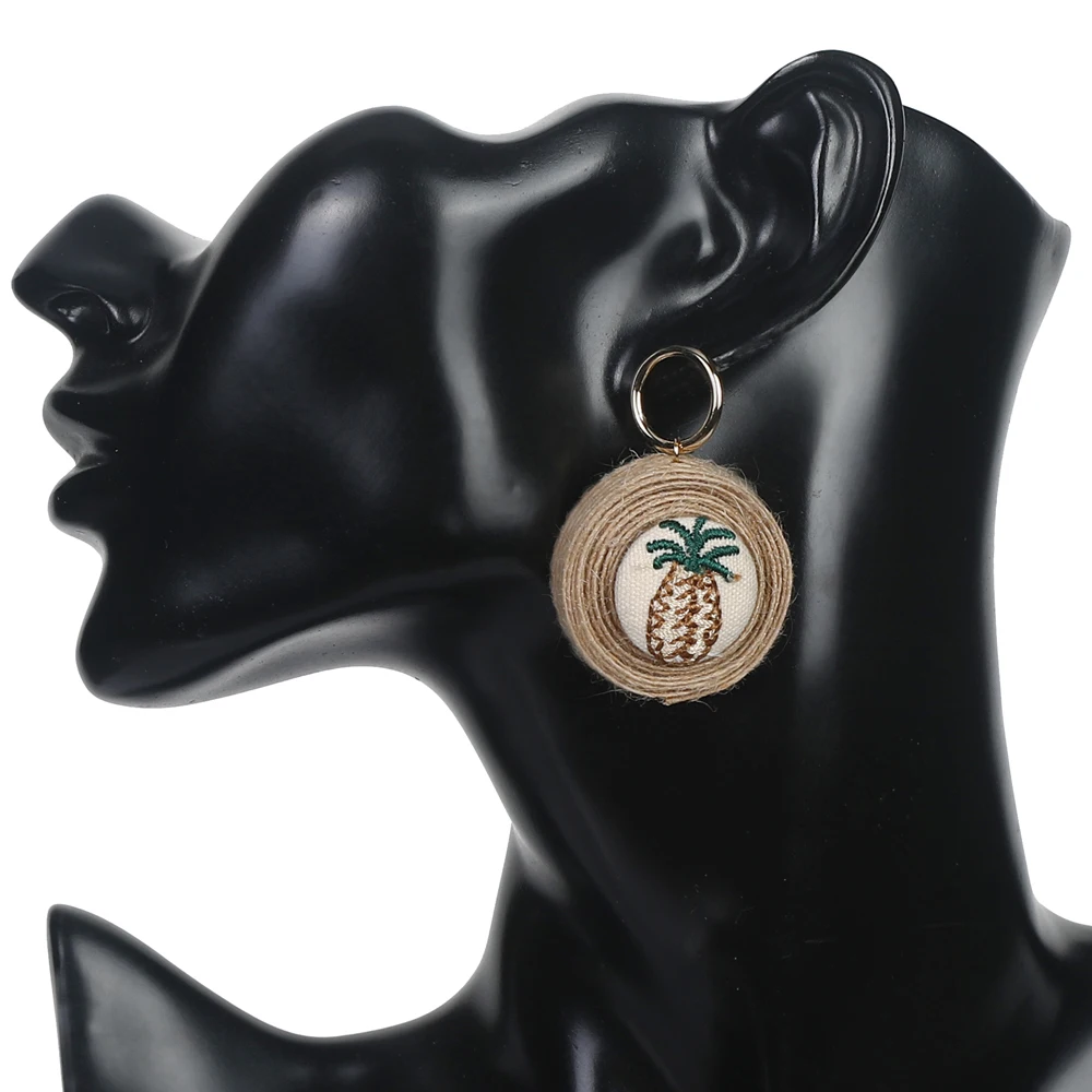 YAOLOGE 2019 New Korea Handmade Wooden Straw Woven Rattan Vine Braid Women Earrings Geometric Large Circle Long Drop Earrings