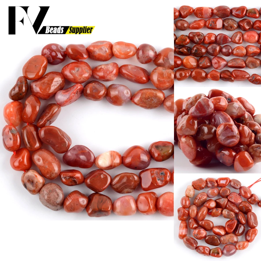 

Natural Shaped Irregular Red Agates Carnelian Stone Loose Beads 8-10mm Spacer Beads For Jewelry Making DIY Bracelet Necklace 15"