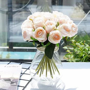 

18pcs/lots Artificial Rose Flowers Silk Rose Flower for Home Party Decoration Fake Flowers Wedding Bouquet Christmas Flowers