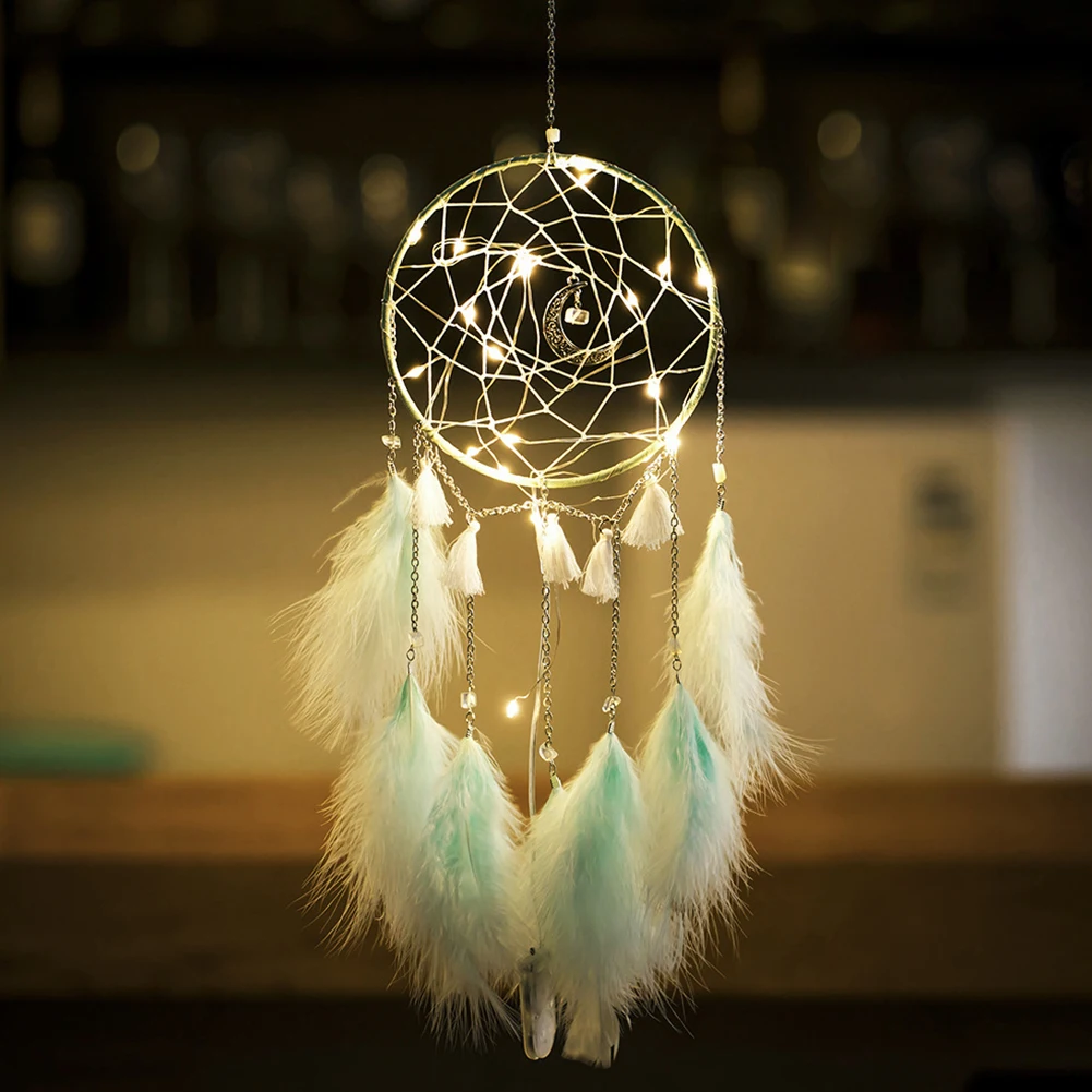 LED Dream Catcher Handmade Night Light Dream Catchers for Bedroom Wall Hanging Home Decor Ornaments Craft