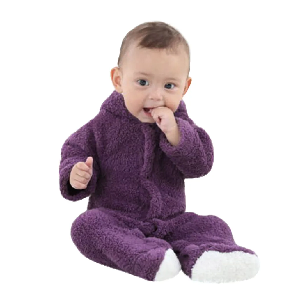 MUQGEW/Зимний комбинезон для новорожденных с капюшоном и длинными рукавами; теплый Детский комбинезон с капюшоном и рисунком кролика; комбинезон; WY8