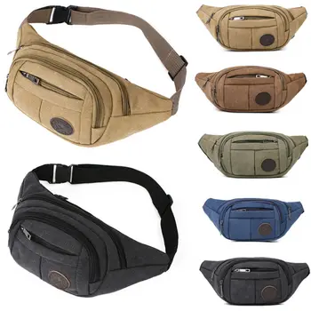 

Men&Women Unisex Waist Bag Solid Zipper Adjustable Belt Chest Bag Travel Sports Casual Bag