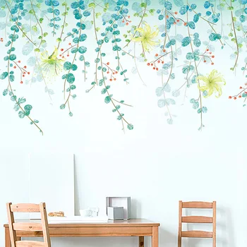 

Wall Sticker Fresh Green Leaf Art Background Wall Decoration Home Decor Home Renovation Fashion Creative Leaves Wall Stickers