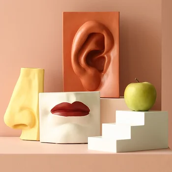 

Nordic Style Creativity Morandi Color System Resin Five Senses Design Vase Living Room Flower Arrangement Modern Decoration