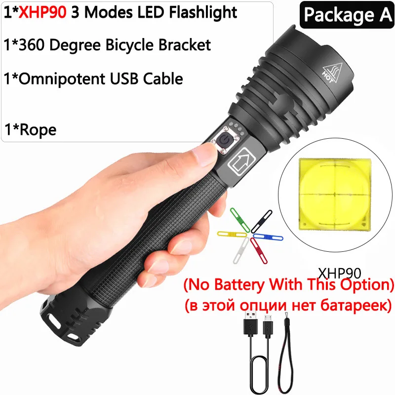 XHP90 XLamp XHP70.2 самый мощный светодиодный фонарик USB Перезаряжаемый тактический фонарь 18650 26650 зум Фонарь Кемпинг Охота лампа s52 - Испускаемый цвет: Package A