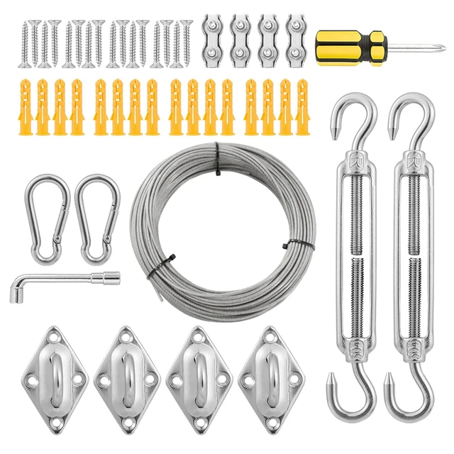 6 Mm -Es Téglalap Napfényes Vitorlás Hardverkészlet Rugalmas Rozsdamentes Acél Huzalkötél Turnbuckle Snap Hook