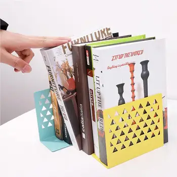 

Metal Hollow Desktop Organizer Bookends Book Ends Support Supplies Stand Shelf Bookrack Holder Office D5Q2