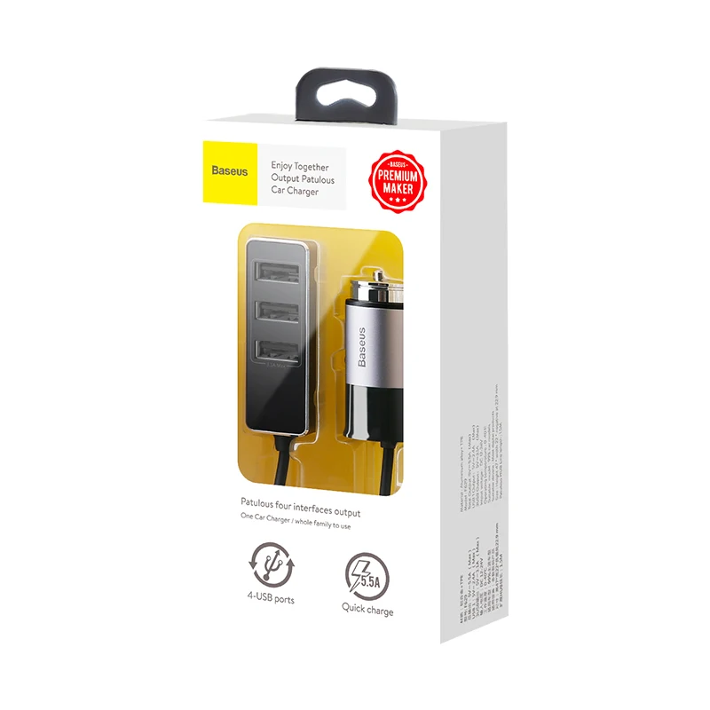 Baseus мульти 4 порта USB Автомобильное зарядное устройство несколько 5.5A турбо Быстрая автомобильная зарядка USB зарядное устройство для iPhone X samsung Xiaomi Мобильный телефон