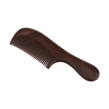

Natural Sandalwood Fine Teeth Well Polished Anti-static Hair Comb Brush with Handle For Scalp Massage