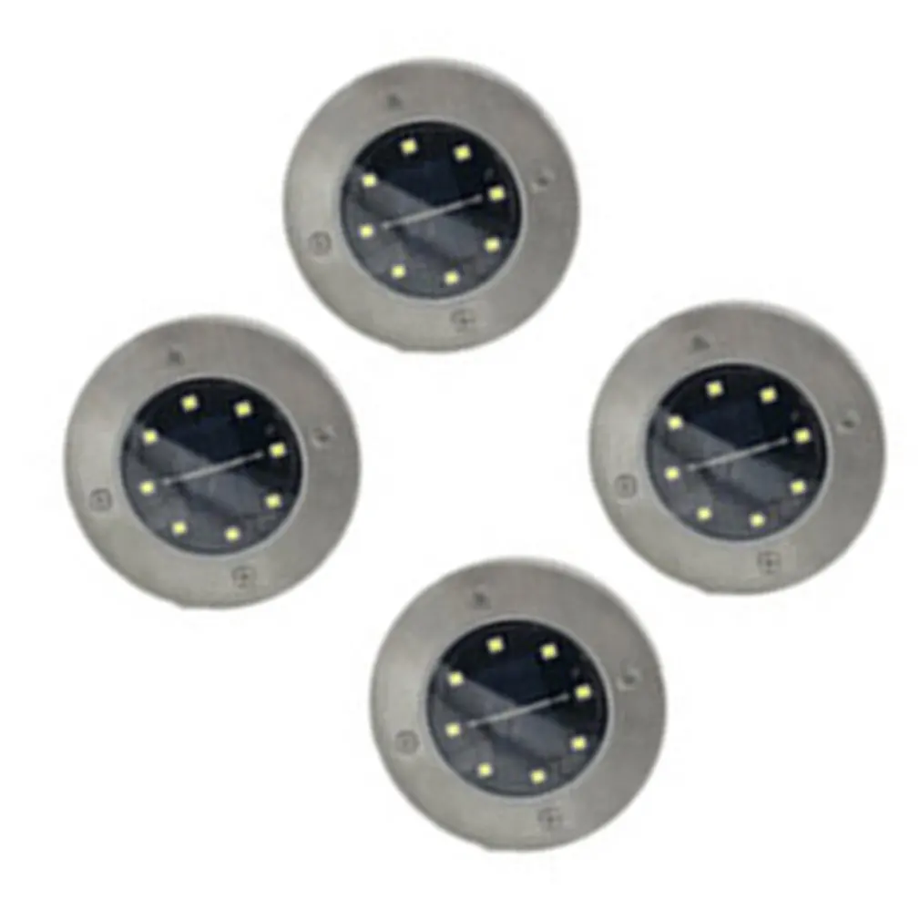 ICOCO 4 шт./компл. Солнечный подземный светильник 8Led из нержавеющей стали на открытом воздухе наземный светильник для травы Солнечный садовый диск водонепроницаемый светильник