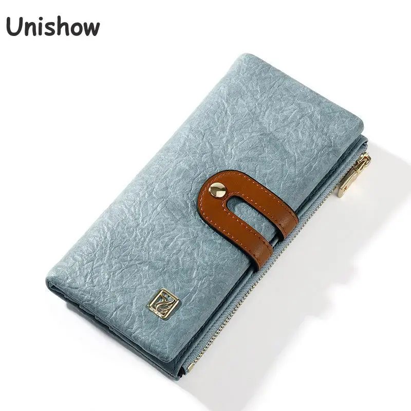 Unishow брендовый длинный женский кошелек, кожаный женский кошелек, брендовый дизайнерский кошелек для телефона, Дамский кошелек с отделением для монет, модный кошелек для девушек