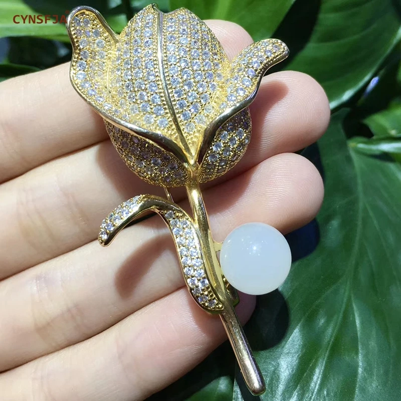 

CYNSFJA Real Certified Natural Hetian Jade Jasper Nephrite Lucky Jade Brooches Pin Handmade Fine Jewelry High Quality Best Gifts