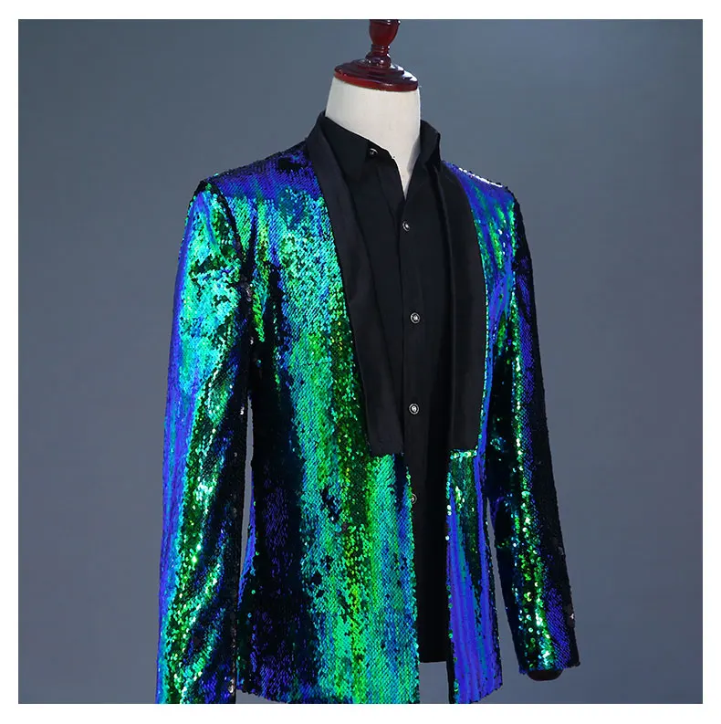 Трендовое модное мужское красочное тонкое пальто с отворотом, разноцветное, с блестками, черный, квадратный воротник, пиджак, певец и ведущий, одежда для выступлений