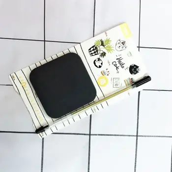 

50 Sheets Black Sticky Notes with Fluorescent Pen Set Creative Office Stationery Self-Adhesive Note Pads