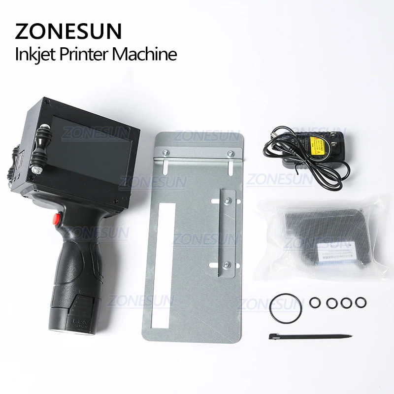Ручной Интеллектуальный струйный принтер ZONESUN с сенсорным экраном QR USB 360