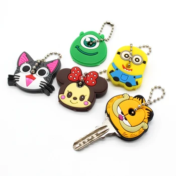 

Lovely Cartoon Silicone Protective Key Case Cover For Key Control Dust Cover Holder Animation Figures key Pendant Key Holder
