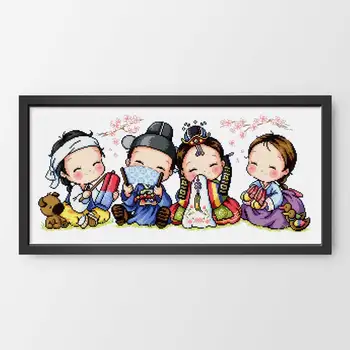

Fishxx Printed on Canvas DMC Counted Chinese Cross Stitch Kits set Embroidery Needlework Korean wedding