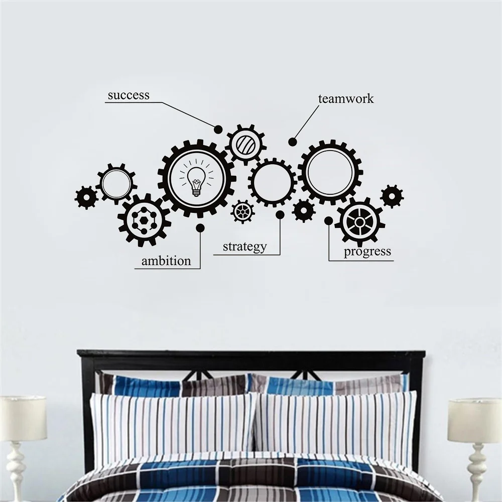 Wall Vinyl Sticker Mural Home Office Decal TeamWork Quote Motivational  Ambitions