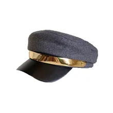 Женские шапки в стиле милитари с металлическим поясом, темно-синие британские шерстяные Восьмиугольные осенне-зимние фирменные уличные береты, роскошная модная шляпа с козырьком