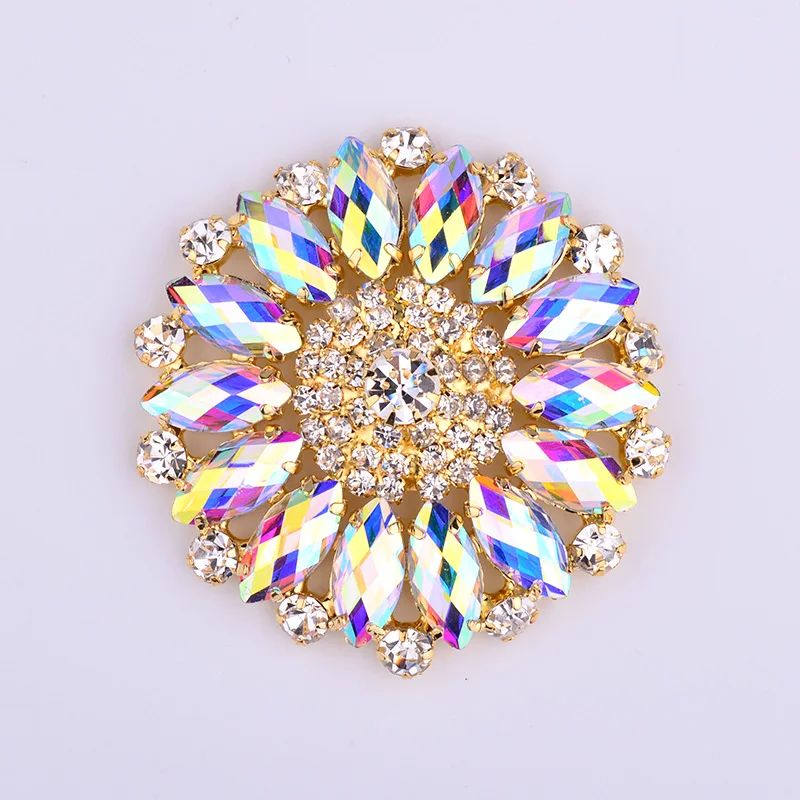 JUNAO-50mm-Large-AB-Flower-Rhinestones-Glass-Applique-Sewing-Gold-Flatback-Crystal-Sew-On-Big-Round