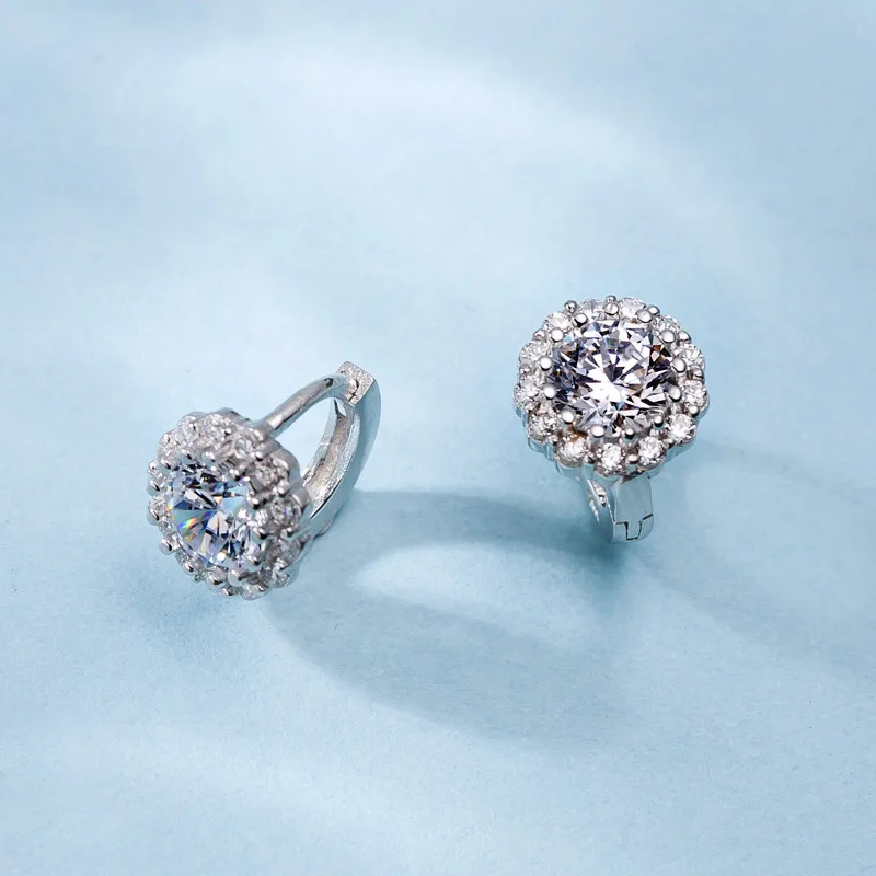 

Round Flower Zircon Earring 925 Sterling Silver Hoops Earring Delicate Wedding Earring Everyday Fashion Jewelry For Girlfriend