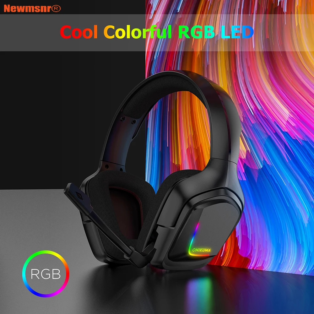 Newmsnr K20 RGB светодиодный ПК Игровые наушники Проводная гарнитура наушники реалистичный стерео звук шумоподавление микрофон