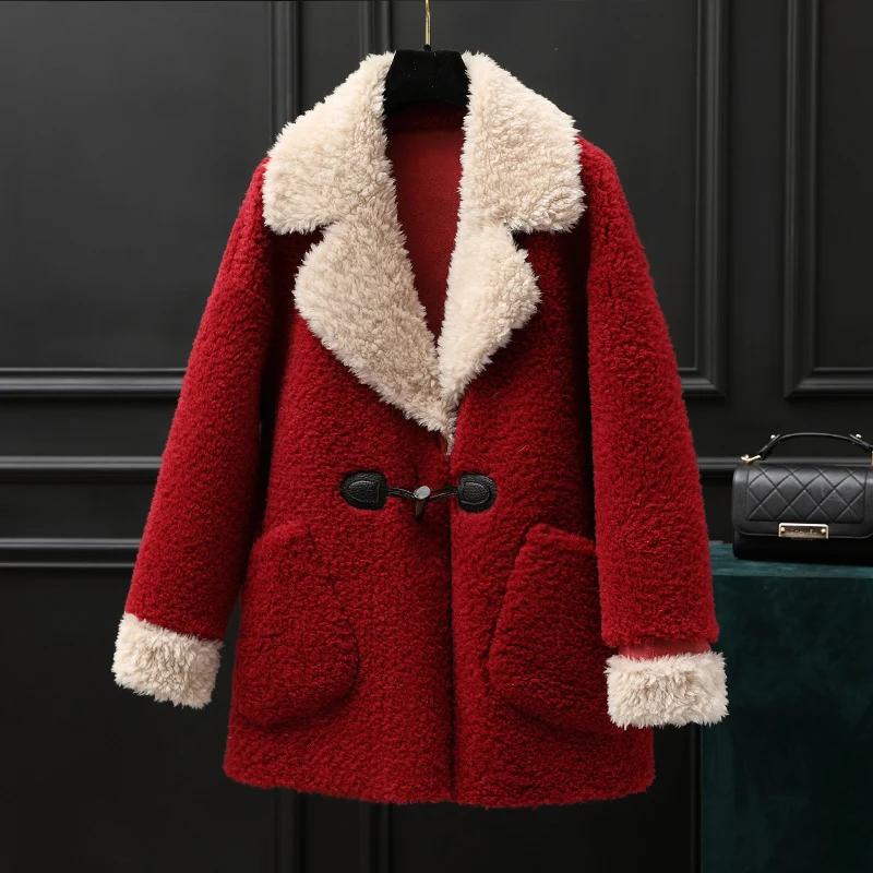 

Real Fur Coat Female 100% Wool Jacket Korean Vintage Autumn Winter Coat Women Clothes 2019 Sheep Shearling Suede Lining ZT3925