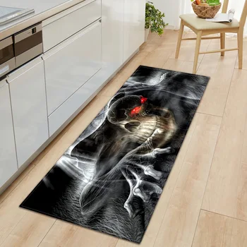 

Skull Kitchen Sofa Carpet Door Mat Flannel Kitchen Non-slip Water-absorbing Strip Mat Foyer Shoe Cabinet Long Feet Rug