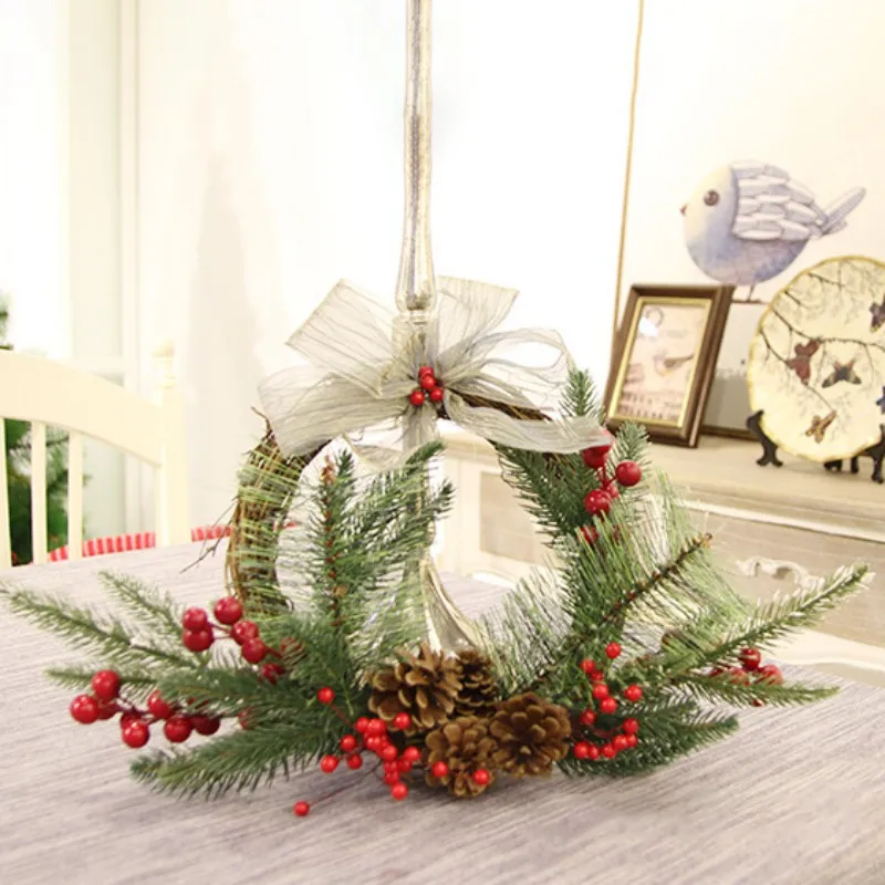 

New Christmas Decorations For Home Wreath Blue Rattan Decoration Christmas Garland Wood Desktop Non-toxic DIY Wreath Gift