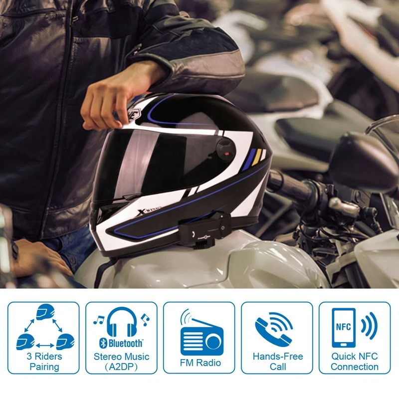 FFYY-FreedConn Nfc мотоциклетный шлем Беспроводная гарнитура Bluetooth шлем гарнитура Интерком 1000 метров