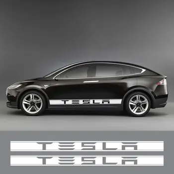 

For Tesla Model 3 S X P100D 2 PCS Auto Body Decoration Wraps Car Door Side Skirt Stripes Decals Stickers Vinyl Film Accessories