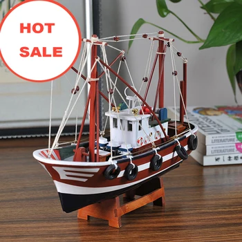 

Wooden sailing model creative and decorative ship no canvas souvenir birthday present red and blue